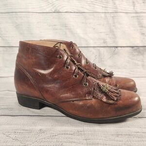 Ariat Womens Size 9 Brown Leather Kiltie Lace Up Ankle Boots Tassel Equestrian